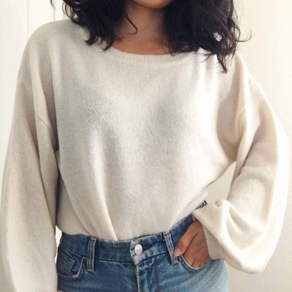 Blouson Sleeve Sweater - EGGSHELL - Picture 2 of 5